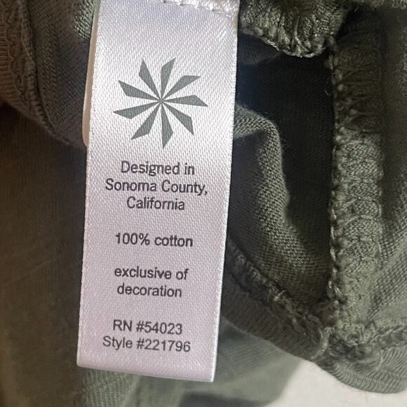 Athleta Embroidered Cotton V-neck Tank Green Size Medium - Picture 5 of 7